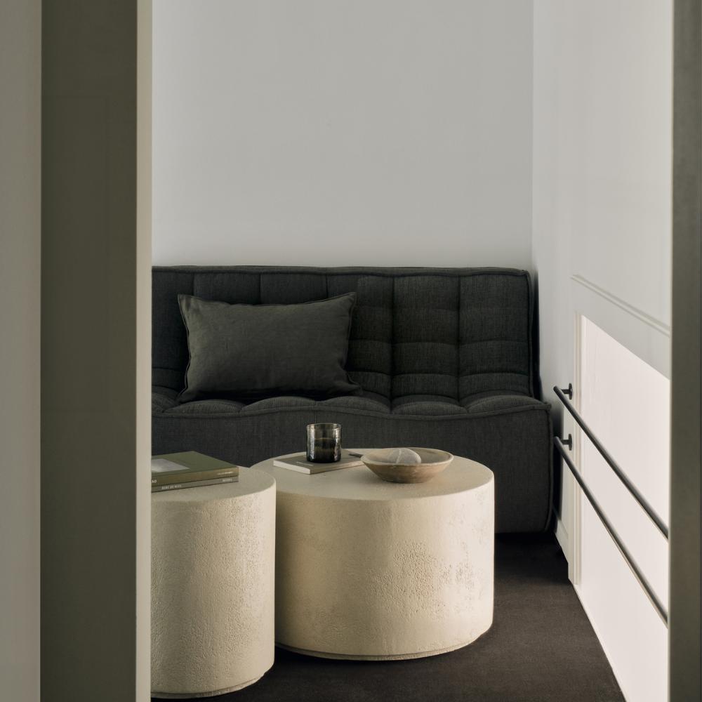 Ethnicraft Elements Coffee Table Round – Round Solid Wood Coffee Table with Minimalist Layered Top