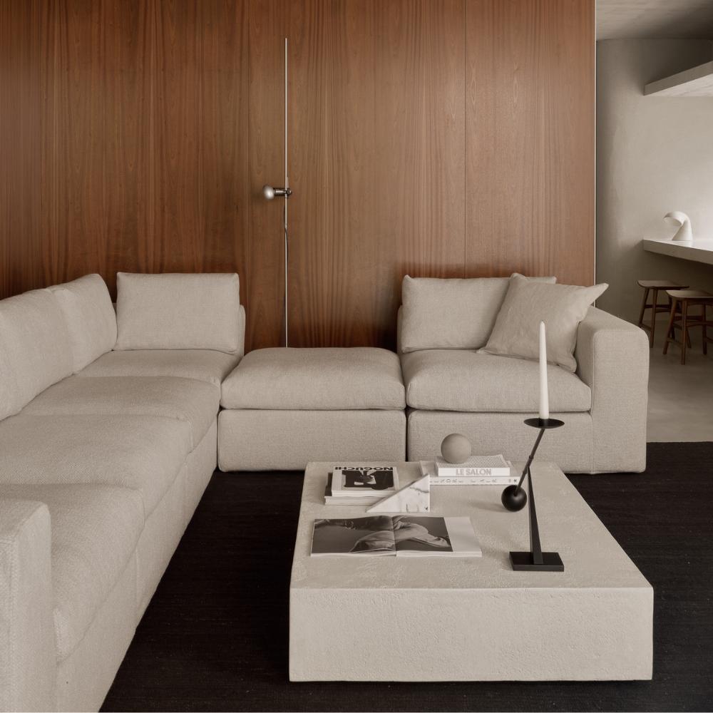 Ethnicraft Elements Coffee Table – Rectangular Solid Wood Coffee Table with Textured Minimalist Finish