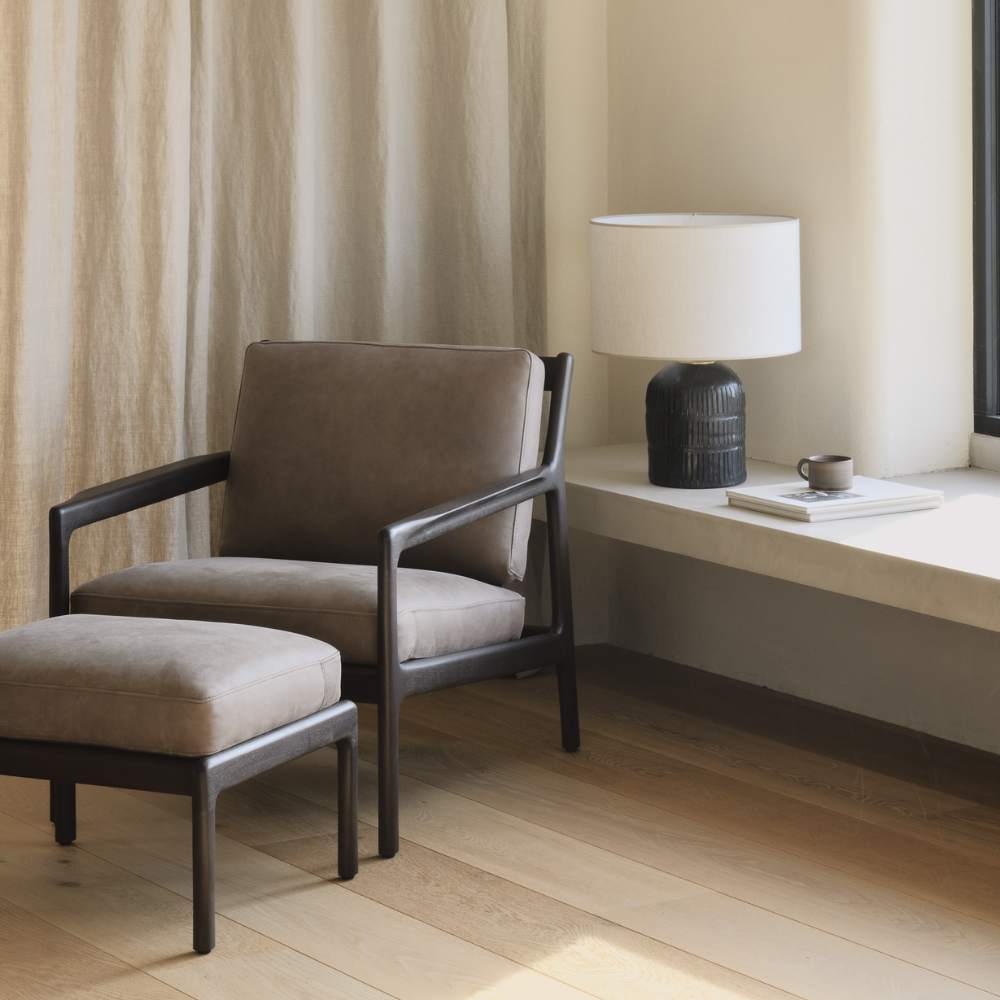 Ethnicraft Jack Lounge Chair Leather Fabric Natural Foam Modern Scandinavian Armchair