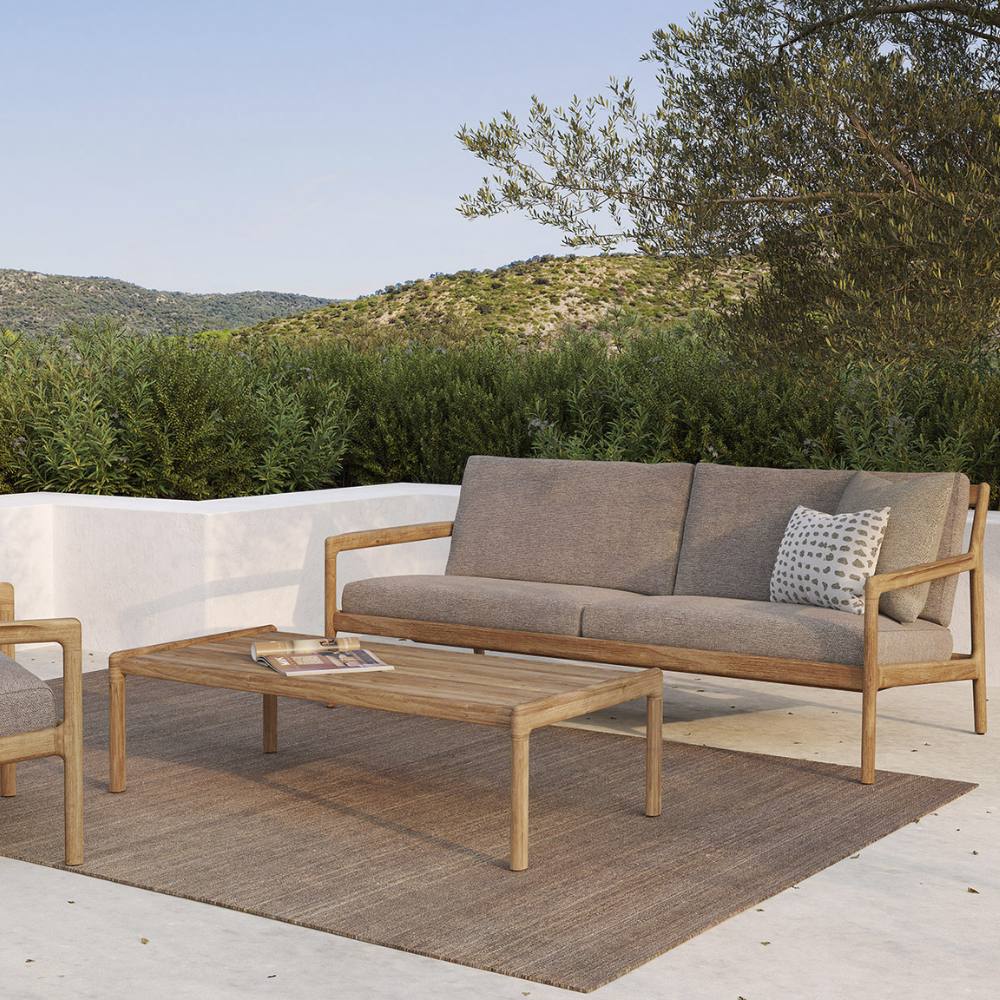 Ethnicraft Jack Outdoor Sofa 180cm – Teak Outdoor Sofa (1.8 m) with Deep Seat & Weather-Resistant Cushions