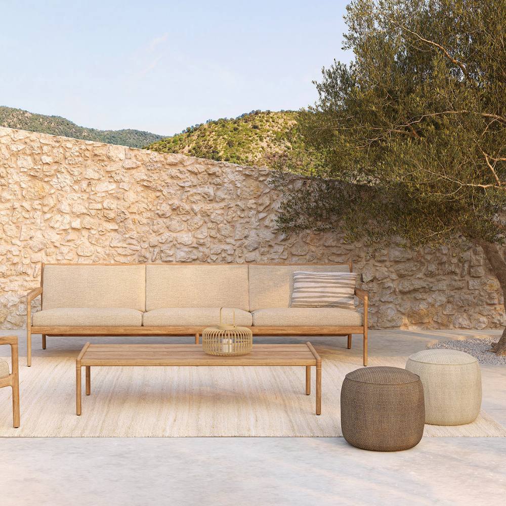 Ethnicraft Jack Outdoor Sofa 265cm – Large Teak Outdoor Sofa (2.65 m) with Modular Design & Cushions