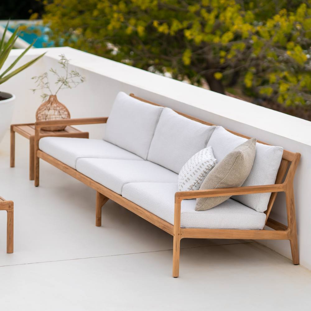 Ethnicraft Jack Outdoor Sofa 265cm – Large Teak Outdoor Sofa (2.65 m) with Modular Design & Cushions