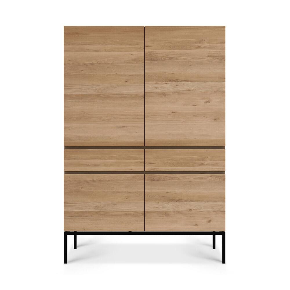 Ethnicraft Ligna Cupboard – Solid Oak Storage Cabinet with Minimalist Black Steel Legs