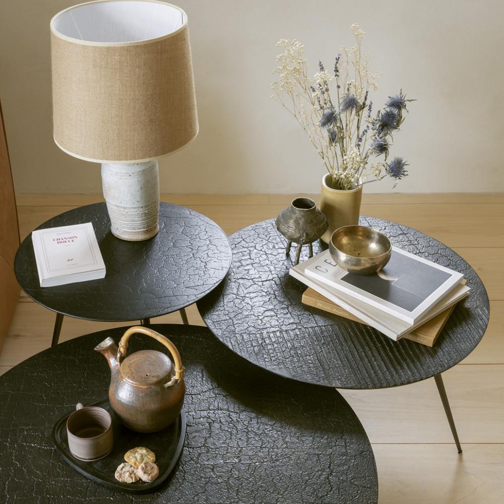 Ethnicraft Luna Coffee Table – Round Oak Coffee Table with Soft Curved Edges