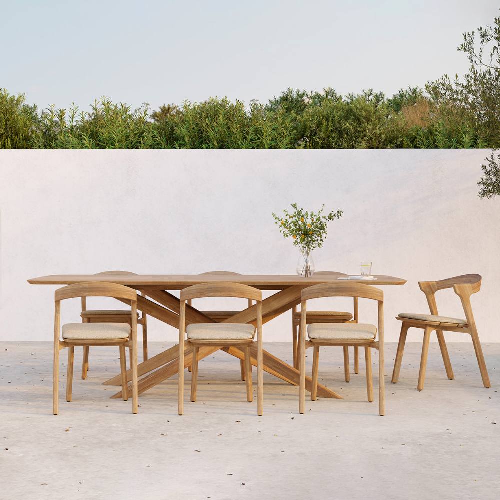 Ethnicraft Bok Outdoor Dining Chair – Teak Outdoor Chair with Arched Back & Stackable Design