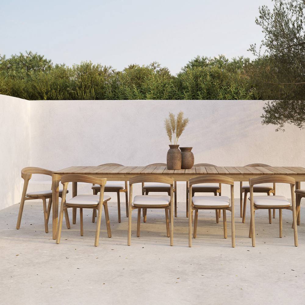 Ethnicraft Bok Outdoor Dining Chair – Teak Outdoor Chair with Arched Back & Stackable Design