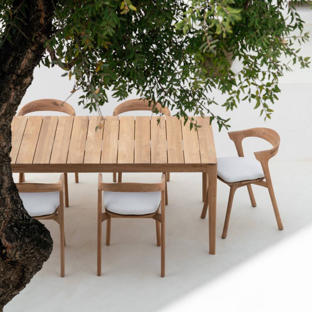Ethnicraft Bok Outdoor Dining Chair – Teak Outdoor Chair with Arched Back & Stackable Design
