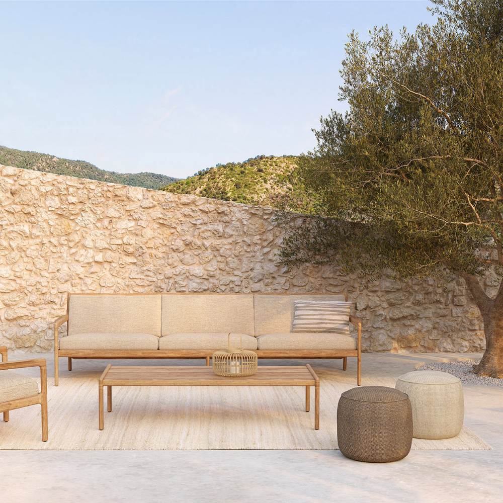 Ethnicraft Donut Outdoor Pouf – Upholstered Round Outdoor Pouf with Comfortable Cushion