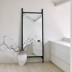 Ethnicraft PI Floor Mirror – Full-Length Wooden Floor Mirror with Sculpted Curved Frame