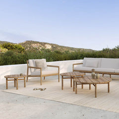 Ethnicraft Quatro Outdoor Coffee Table – Teak Outdoor Coffee Table with Four-Leg Sculptural Design