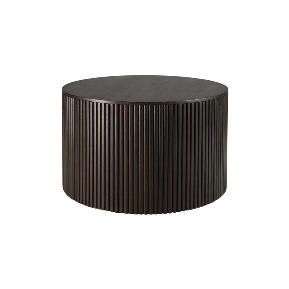 Ethnicraft Roller Max Coffee Table – Textured Rounded Coffee Table with Layered Roller-Style Base