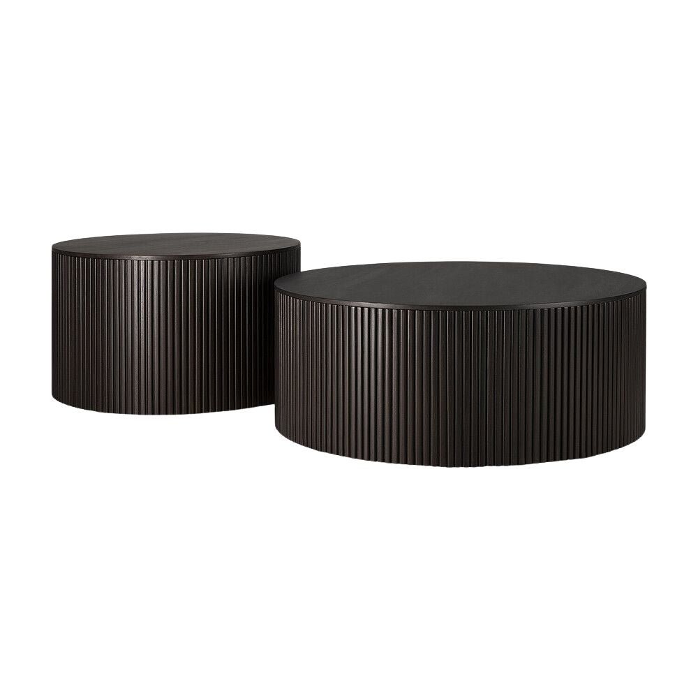 Ethnicraft Roller Max Coffee Table – Textured Rounded Coffee Table with Layered Roller-Style Base