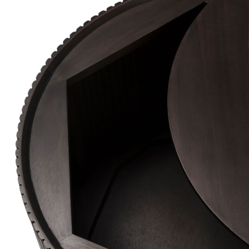 Ethnicraft Roller Max Coffee Table – Textured Rounded Coffee Table with Layered Roller-Style Base