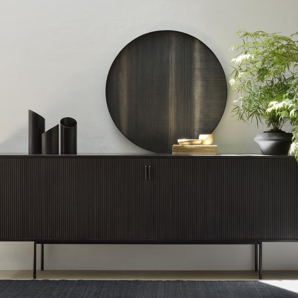 Ethnicraft Roller Max Sideboard – Textured Wooden Sideboard with Layered Roller-Style Pattern