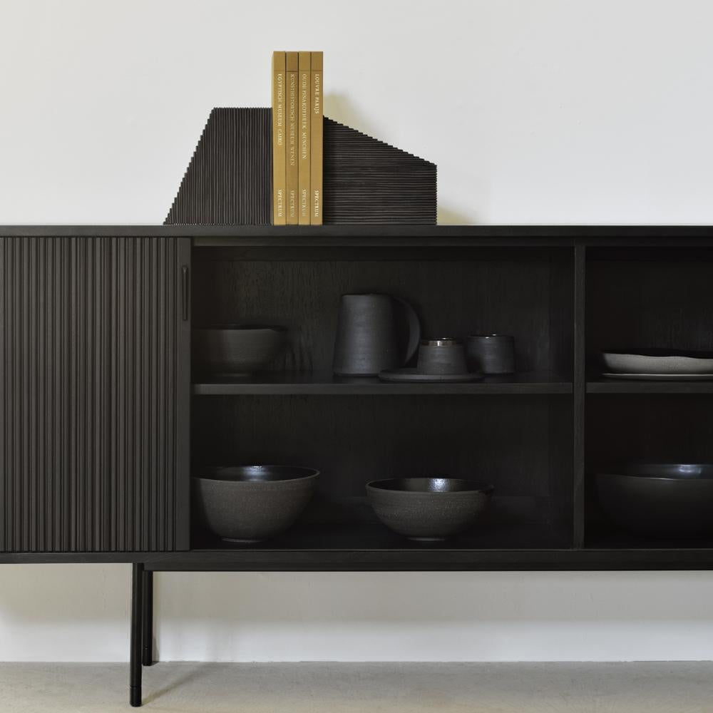 Ethnicraft Roller Max Sideboard – Textured Wooden Sideboard with Layered Roller-Style Pattern
