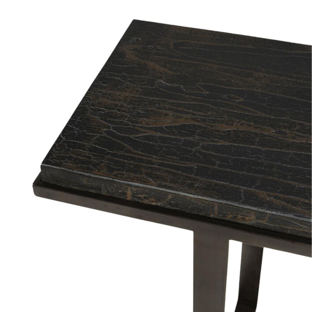 Ethnicraft Stability Console Table — Umber Oak Console, Sturdy Narrow Hall Table with Modern Profile