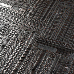Ethnicraft Tabwa Blok Coffee Table – Black Teak Block Coffee Table with Carved Tribal Patterns