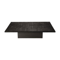 Ethnicraft Tabwa Blok Coffee Table – Black Teak Block Coffee Table with Carved Tribal Patterns