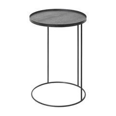 Ethnicraft Tray Side Table Round – Round Side Table with Removable Solid Wood Tray Design