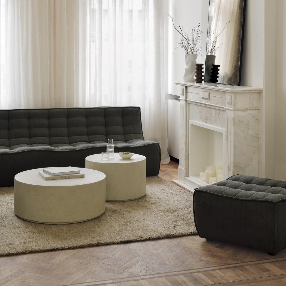 Ethnicraft Elements Coffee Table Round – Round Solid Wood Coffee Table with Minimalist Layered Top