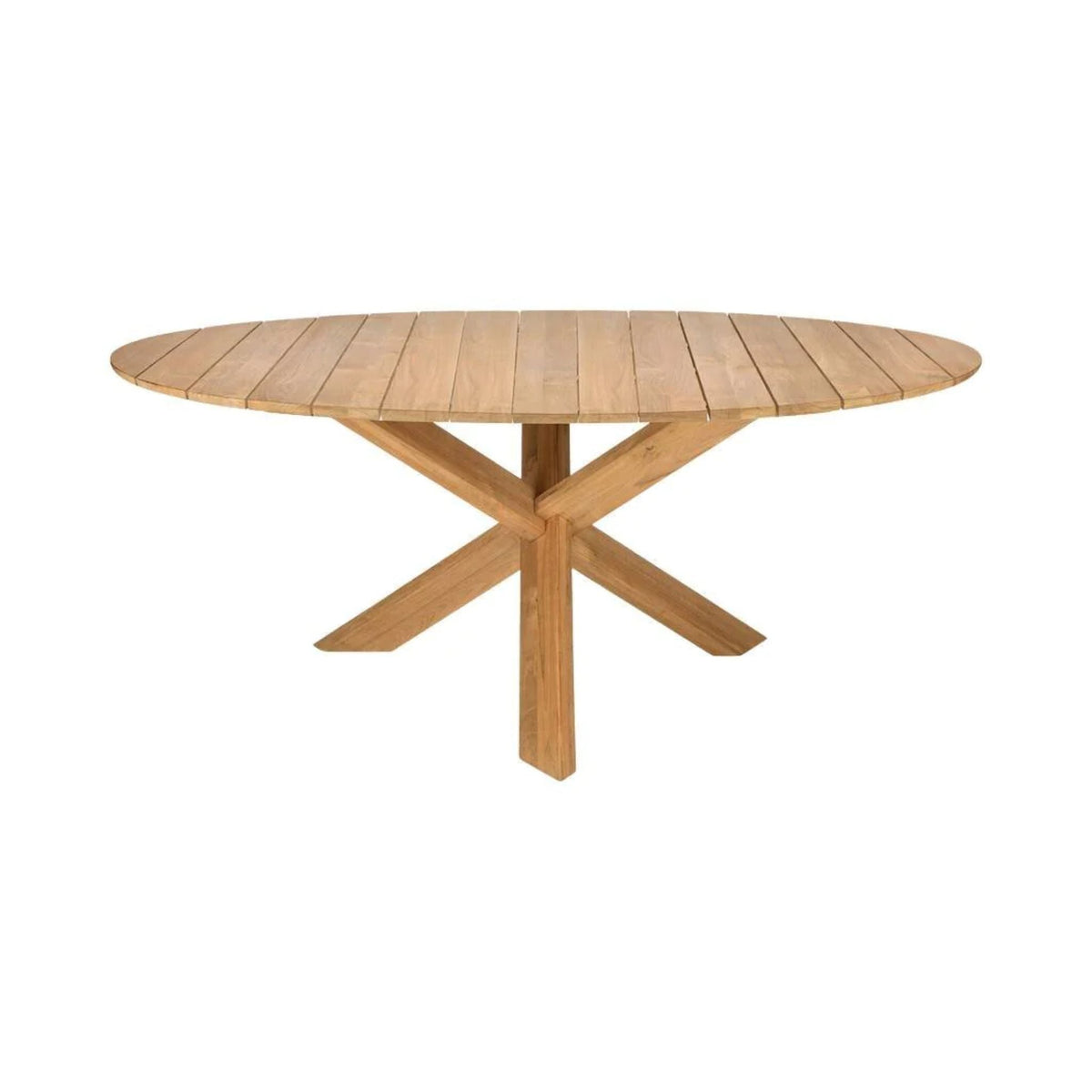 Ethnicraft Circle Outdoor Dining Table – Round Teak Outdoor Table with Sculptural Central Base