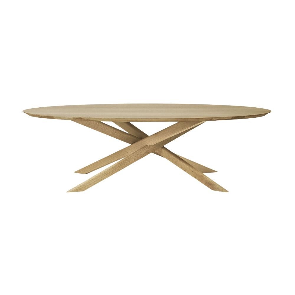Ethnicraft Mikado Coffee Table — Rectangular Oak Coffee Table with Mikado Base, Low Profile Living Room Table