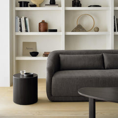 Ethnicraft Roller Max Oak Side Table — Oak Top on Castors, Mobile Rolling Side / Bedside Table