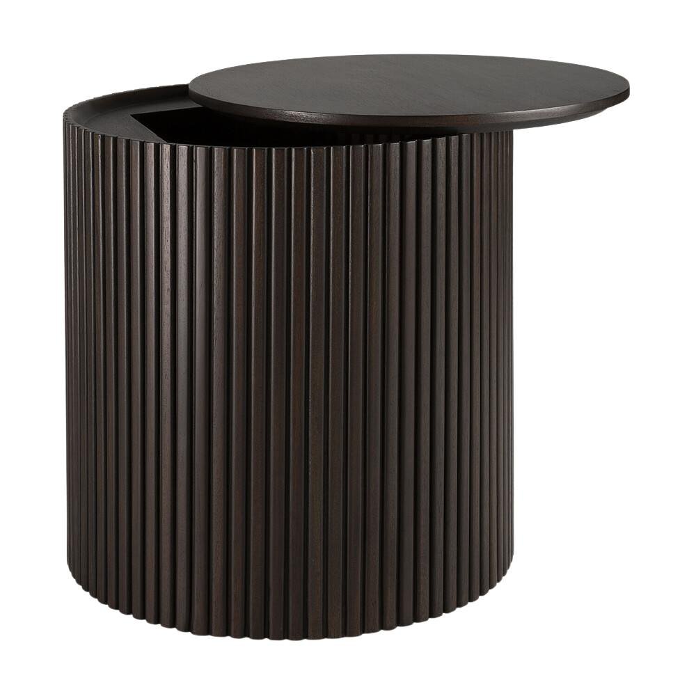 Ethnicraft Roller Max Oak Side Table — Oak Top on Castors, Mobile Rolling Side / Bedside Table