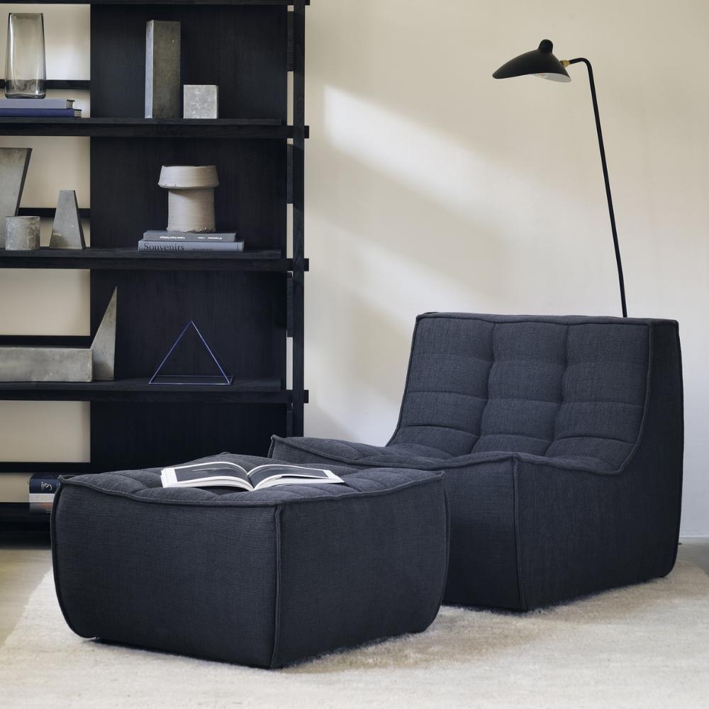 Ethnicraft N701 Modular 1 to 3 Seater Sofa - Stain-Resistant Leather & Memory Foam Comfort - Graphite