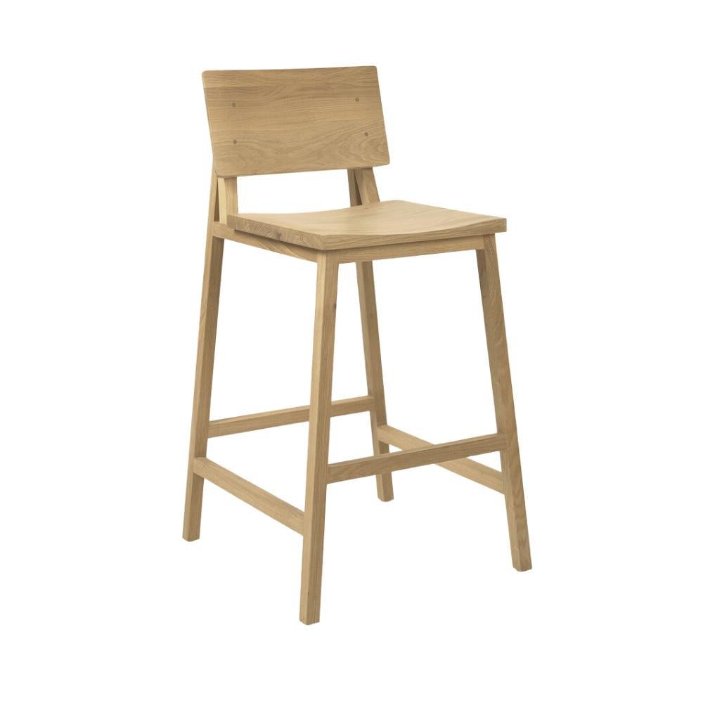 Ethnicraft N3 Counter Stool Oak – Oak Counter-Height Stool with Sculpted Minimal Form