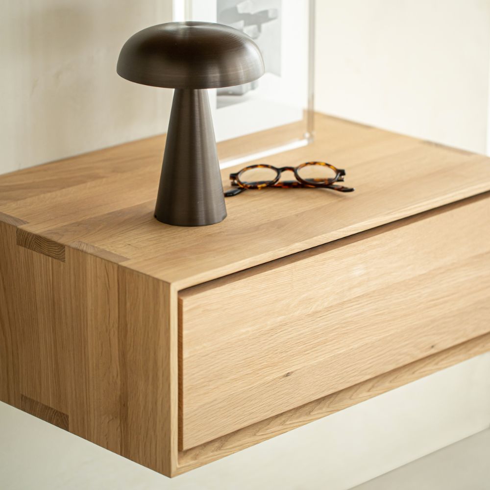 Ethnicraft Nordic II Hanging Bedside – Wall-Mounted Bedside Shelf with Floating Design & Minimalist Look