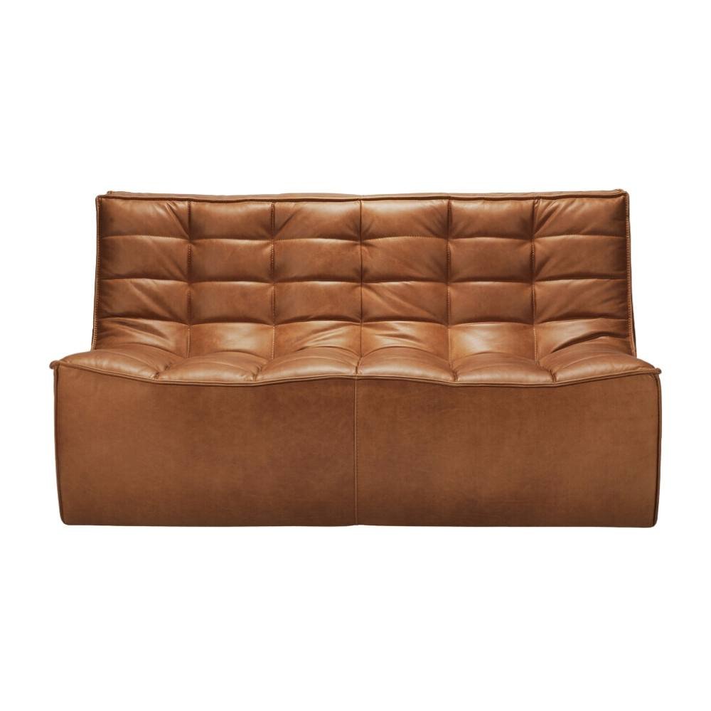 Ethnicraft N701 Modular 1 to 3 Seater Sofa - Stain-Resistant Leather & Memory Foam Comfort - Old Saddle