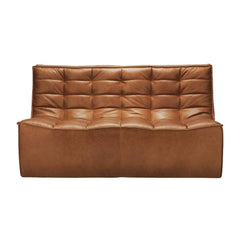 Ethnicraft N701 Modular 1 to 3 Seater Sofa - Stain-Resistant Leather & Memory Foam Comfort - Old Saddle