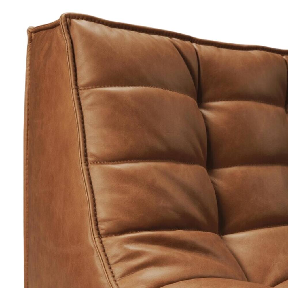 Ethnicraft N701 Modular 1 to 3 Seater Sofa - Stain-Resistant Leather & Memory Foam Comfort - Old Saddle
