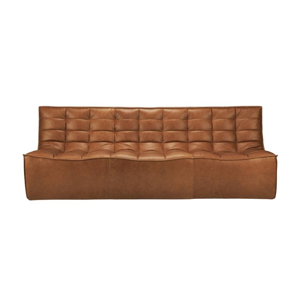 Ethnicraft N701 Modular 1 to 3 Seater Sofa - Stain-Resistant Leather & Memory Foam Comfort - Old Saddle
