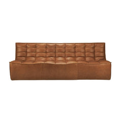 Ethnicraft N701 Modular 1 to 3 Seater Sofa - Stain-Resistant Leather & Memory Foam Comfort - Old Saddle