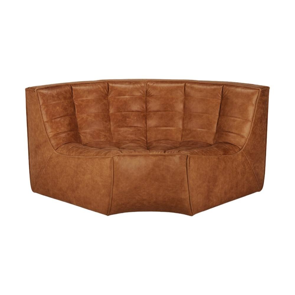 Ethnicraft N701 Modular 1 to 3 Seater Sofa - Stain-Resistant Leather & Memory Foam Comfort - Old Saddle