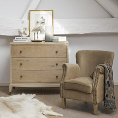 Blanc D'Ivoire Pierre Velvet Linen Leather Armchair