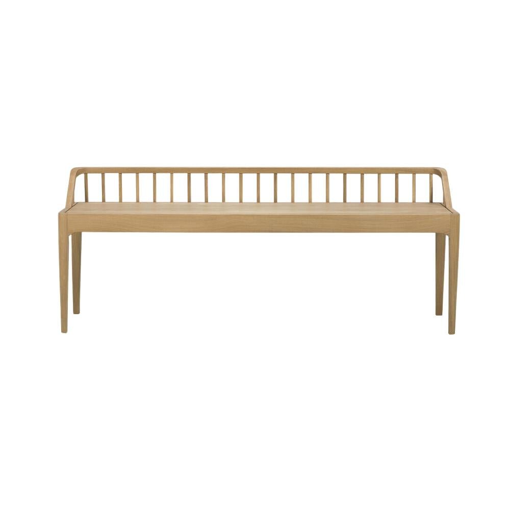 Ethnicraft Spindle Bench – Solid Oak Bench with Spindle-Back Inspired Tapered Legs