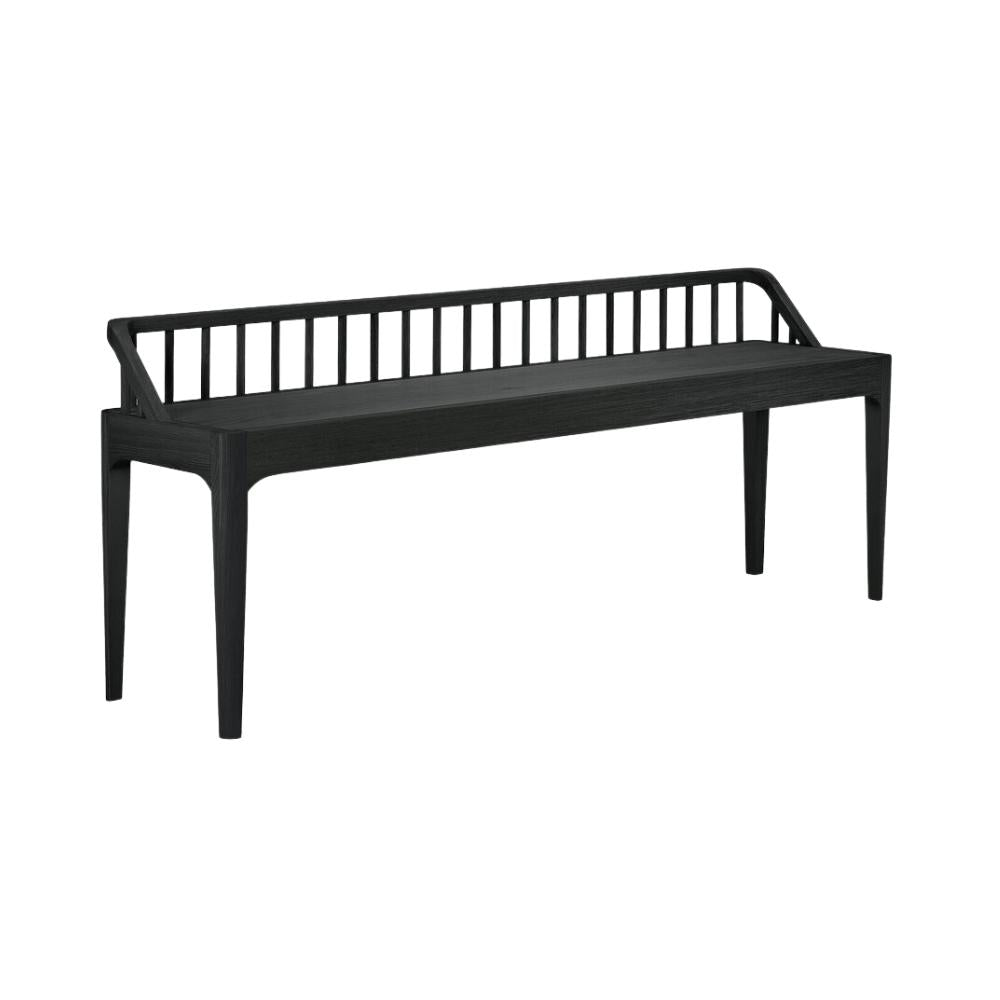 Ethnicraft Spindle Bench – Solid Oak Bench with Spindle-Back Inspired Tapered Legs