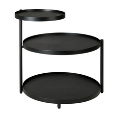 Ethnicraft Swivel Tray Side Table – Rotating Wooden Side Table with Minimalist Sculptural Base