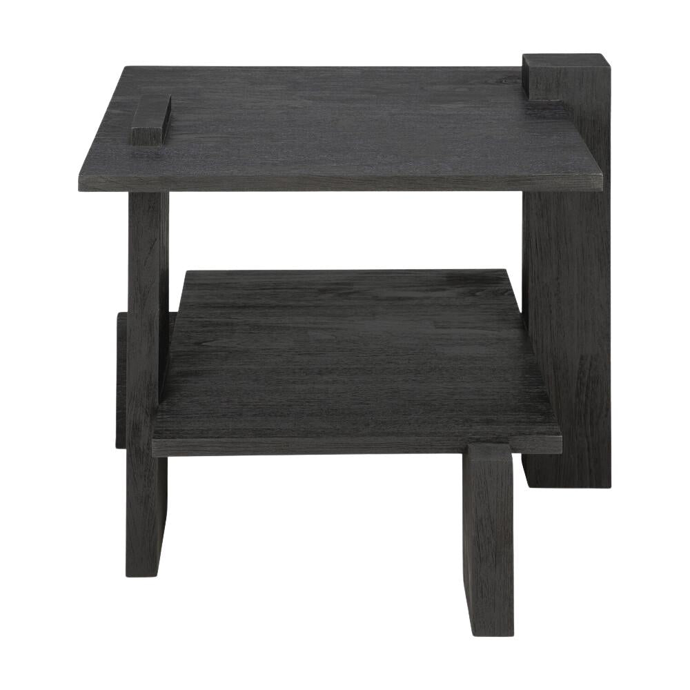 Ethnicraft Teak Abstract Side Table — Teak Sculptural Accent Table, Artistic Bedside / Living Room Statement Piece
