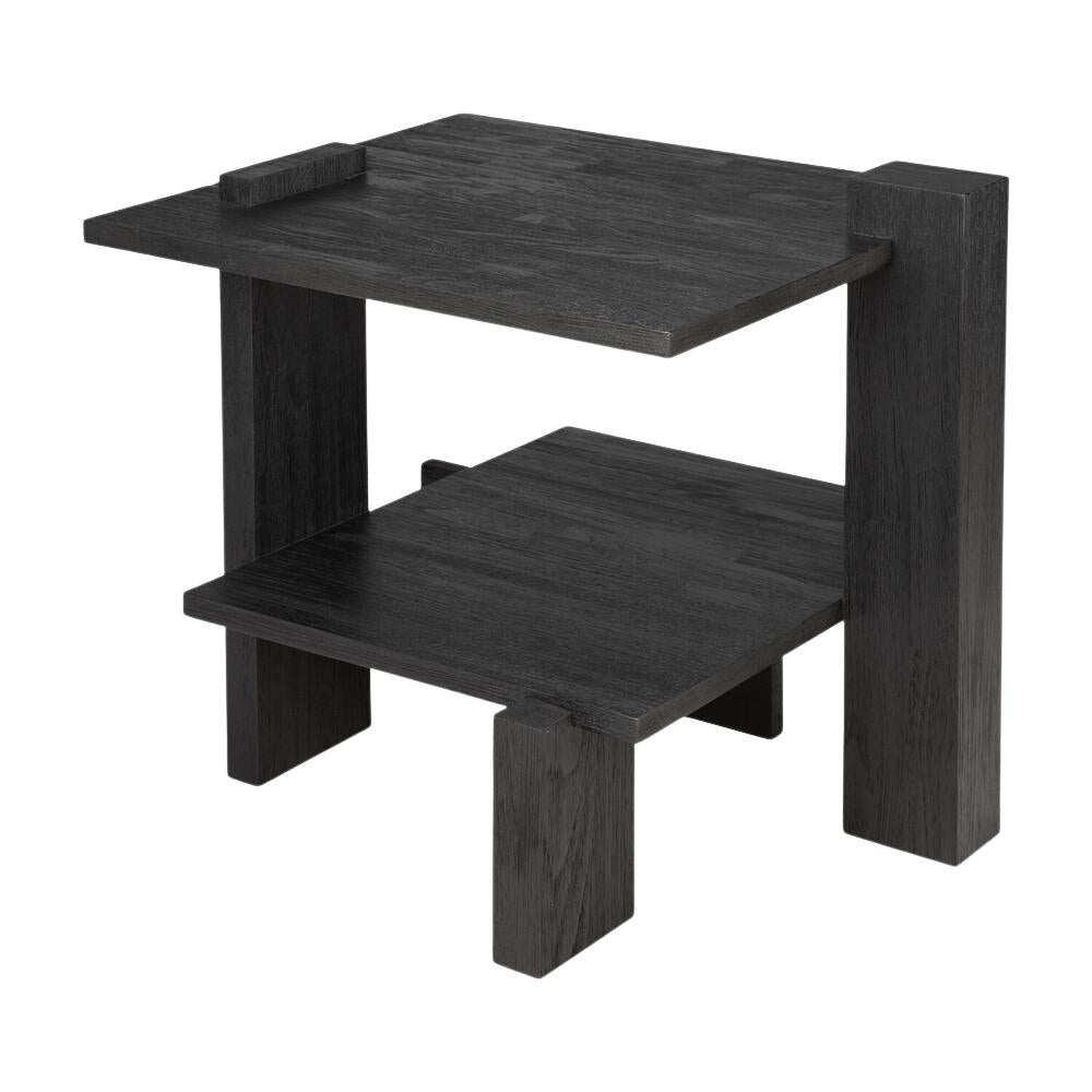 Ethnicraft Teak Abstract Side Table — Teak Sculptural Accent Table, Artistic Bedside / Living Room Statement Piece