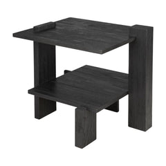 Ethnicraft Teak Abstract Side Table — Teak Sculptural Accent Table, Artistic Bedside / Living Room Statement Piece