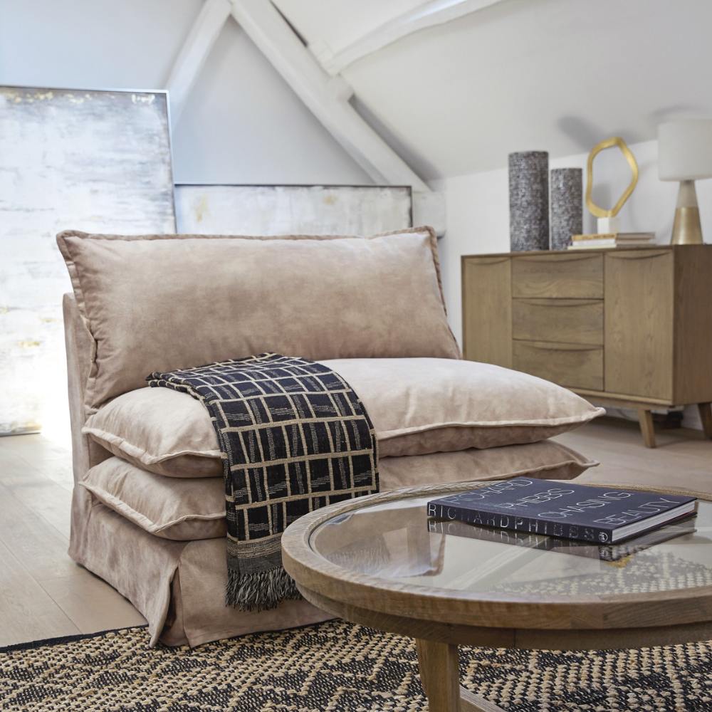 Blanc D'Ivoire Theo Velvet Linen Natural Foam Armchair