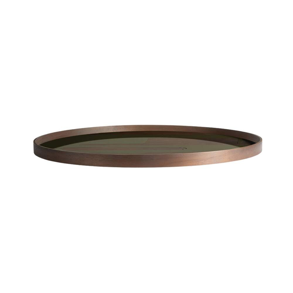 Ethnicraft Round Second Nature Tray – Round Natural Wood Serving Tray with Smooth Organic Grain