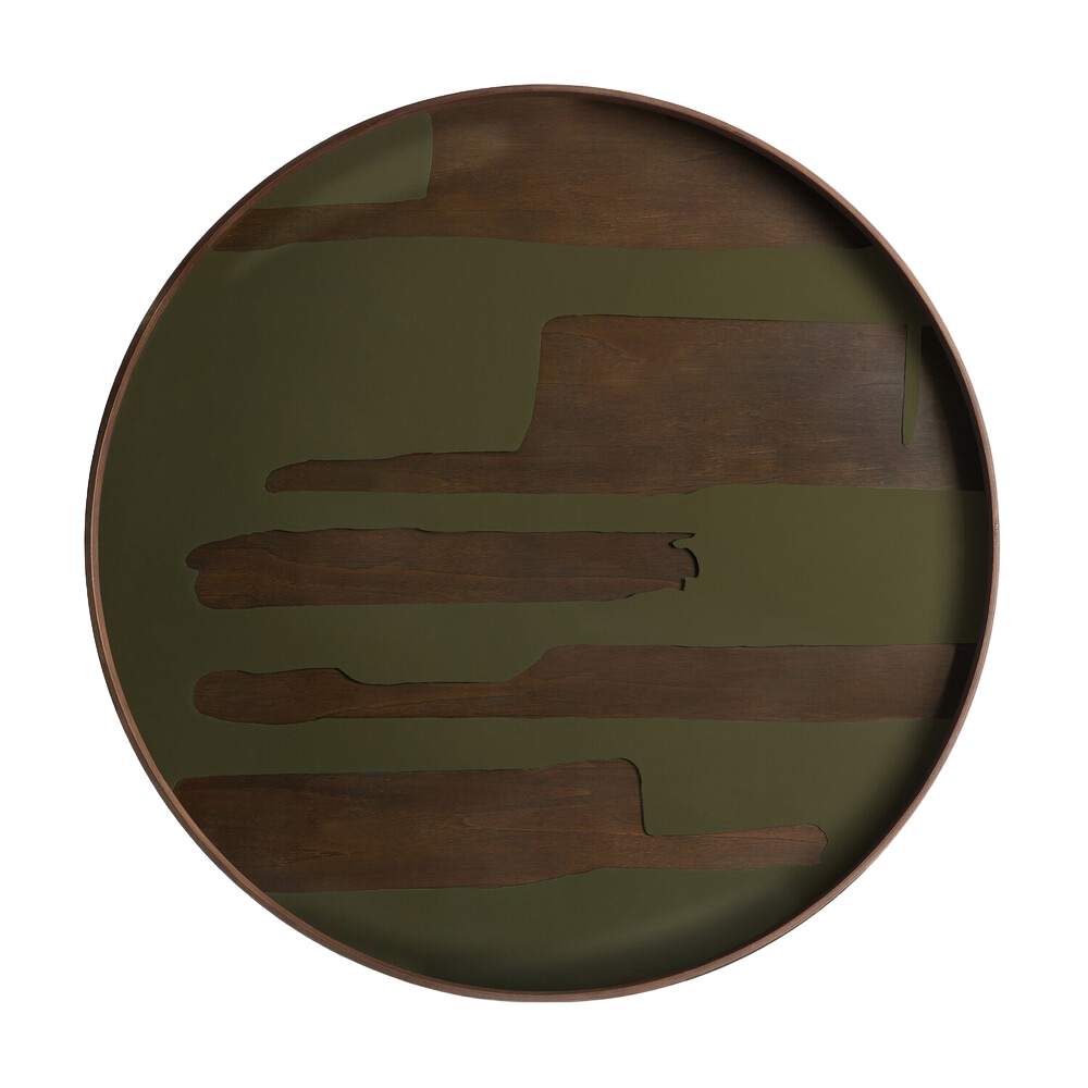 Ethnicraft Round Second Nature Tray – Round Natural Wood Serving Tray with Smooth Organic Grain