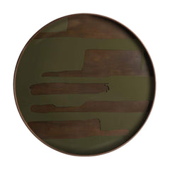 Ethnicraft Round Second Nature Tray – Round Natural Wood Serving Tray with Smooth Organic Grain