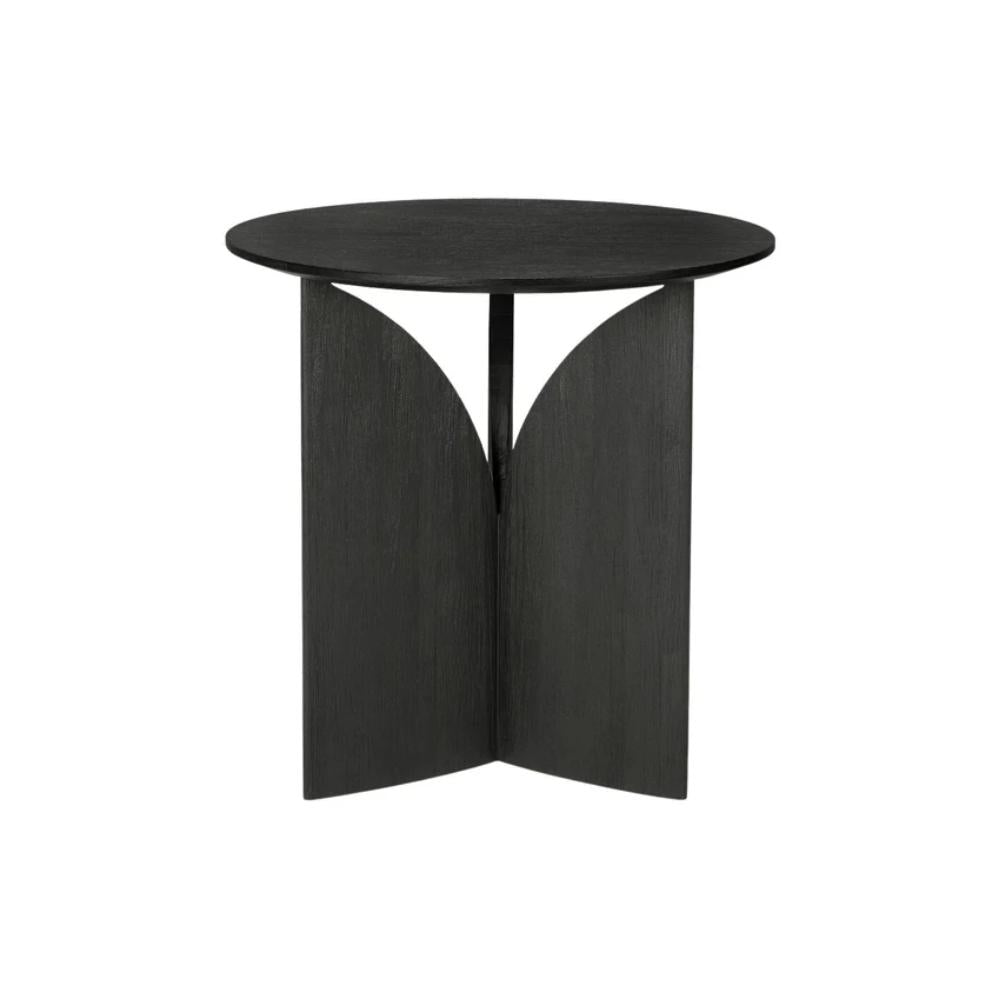 Ethnicraft Fin Oak Side Table — Sculptural Solid Oak Accent Table, Slim Bedside / End Table