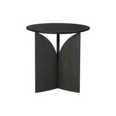 Ethnicraft Fin Oak Side Table — Sculptural Solid Oak Accent Table, Slim Bedside / End Table